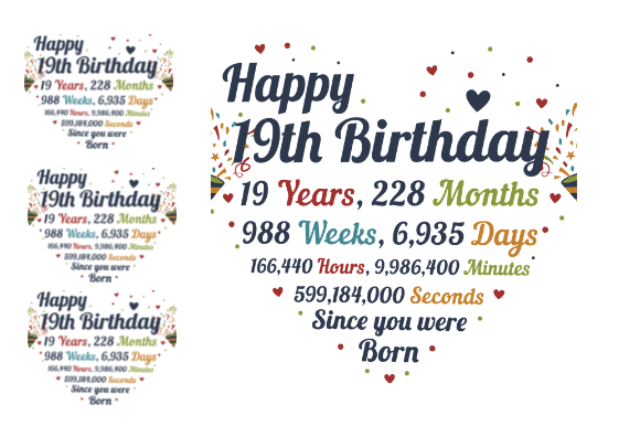 19TH BIRTHDAY GIFTS 19TH CARD Graphic Design for Crafts