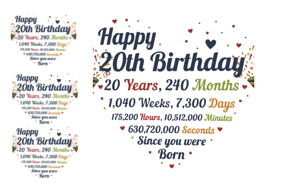 20TH BIRTHDAY GIFT for HEART Graphic Design