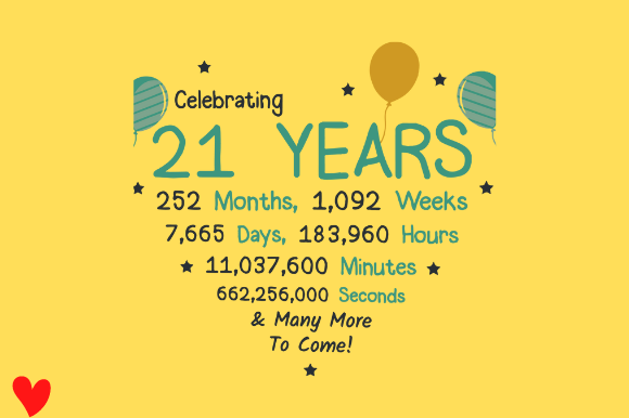 21ST BIRTHDAY NOVELTY Graphic Design for Crafts and Websites