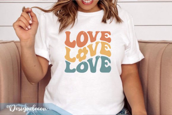 Love Repeat Word Retro Wavy SVG for Crafts and Graphics