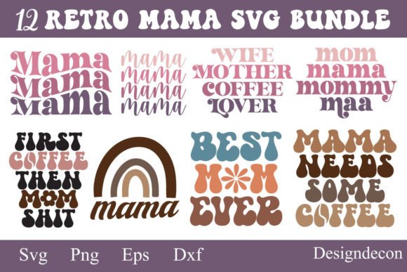 Retro Mama Sublimation SVG Tshirt Bundle for Crafts and Graphics