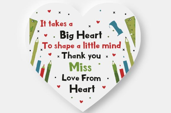 TEACHER GIFT HEART Graphic Design for Crafts and Blogs
